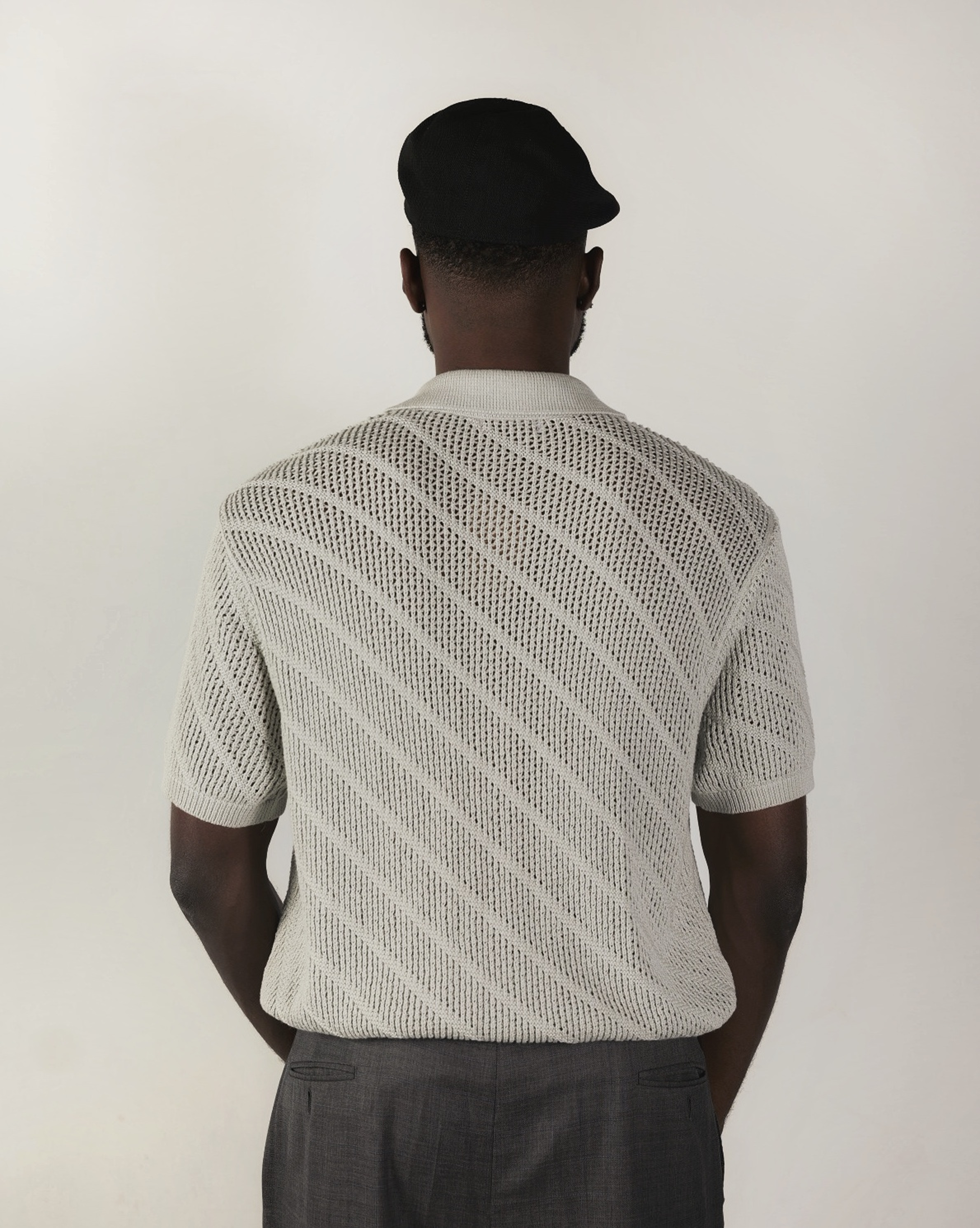 Short Sleeve Button-Down Crochet Shirt