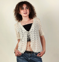 Women’s Cream Pointelle Knit Cardigan