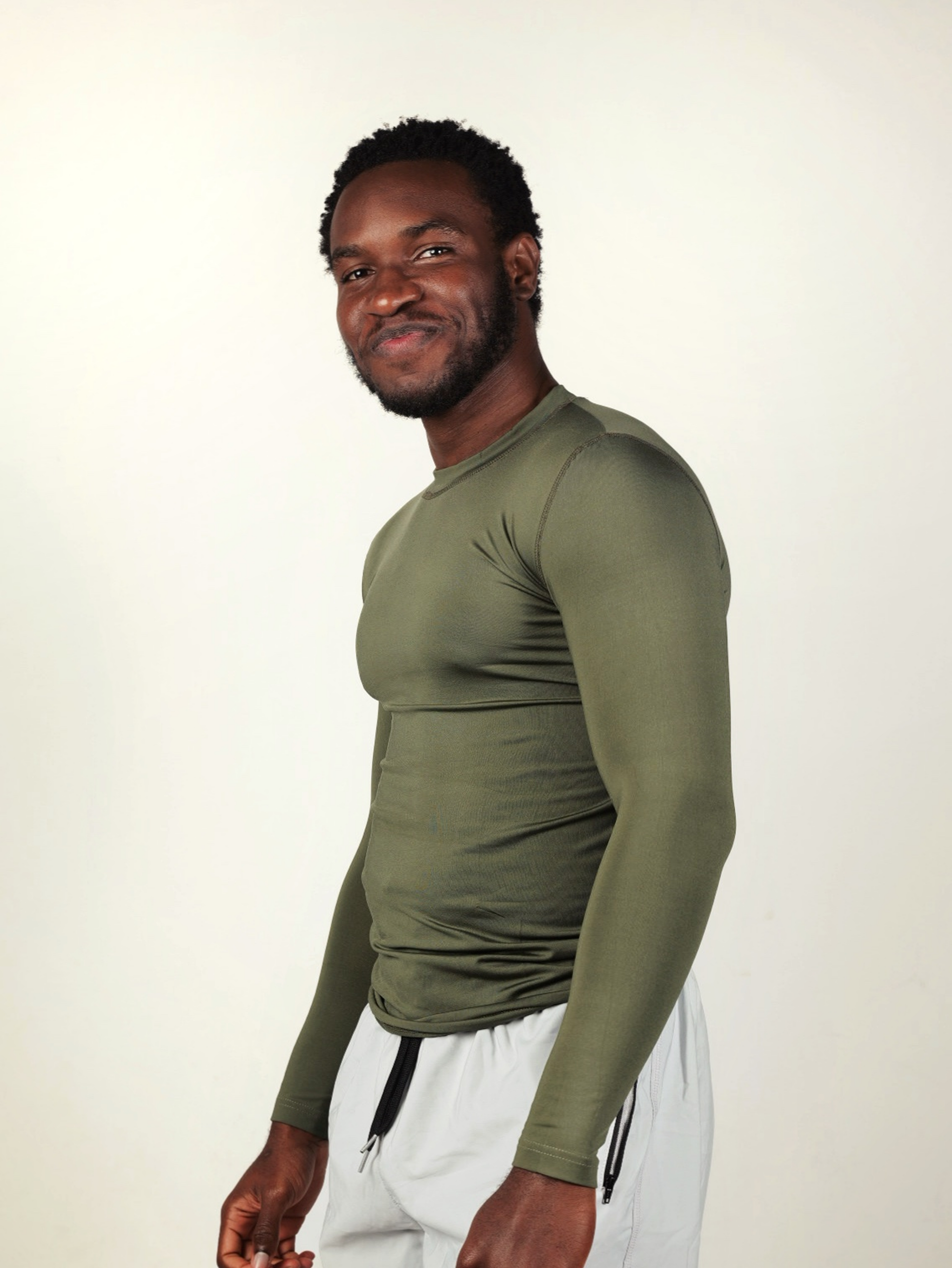 Men’s Olive Green Long Sleeve Compression Shirt