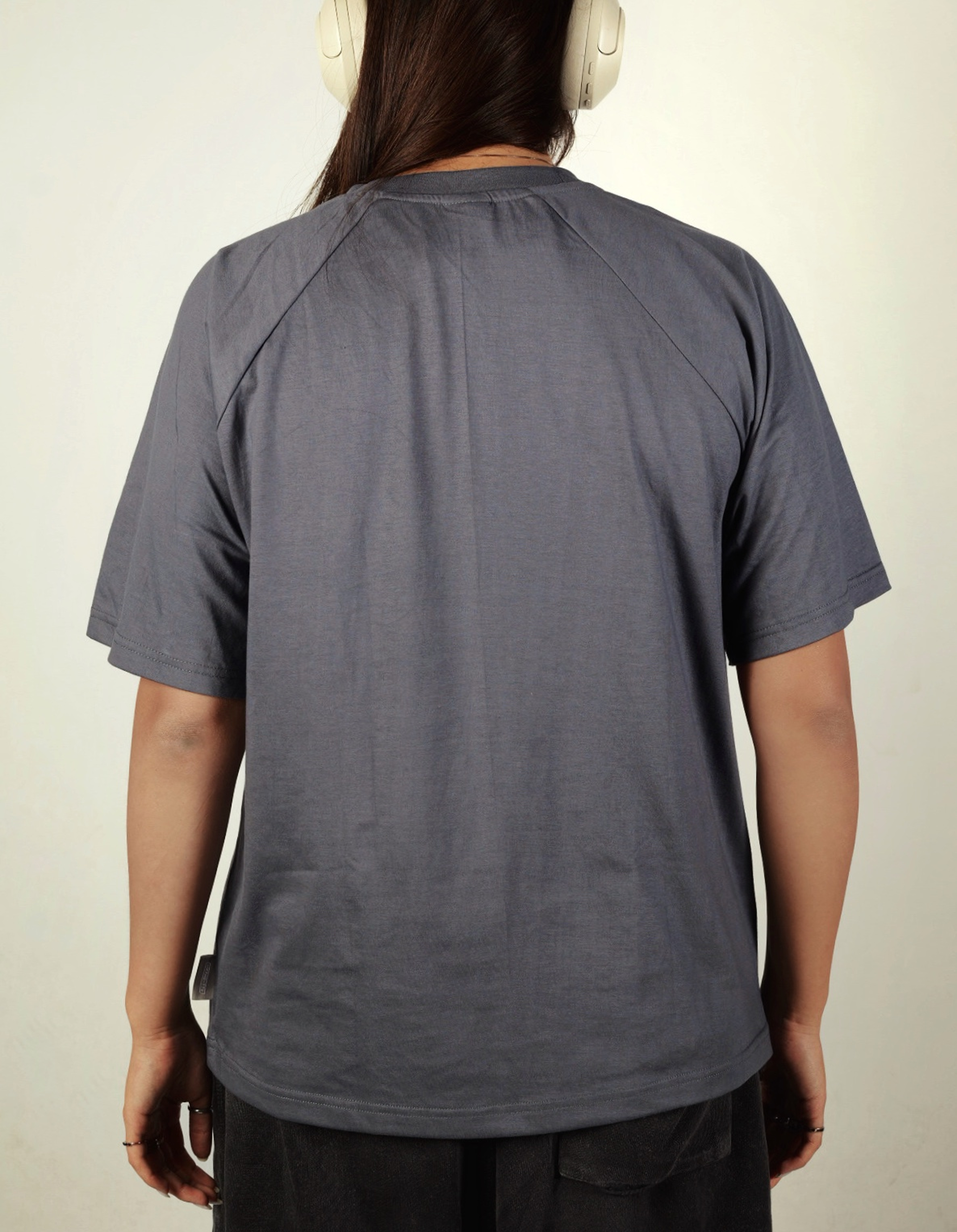 Unisex Two-Tone Grey and Black Panelled T-Shirt