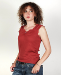 Women’s Lace Trim Ribbed Tank Top