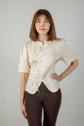 The Lotus Jacquard Short Sleeve Blouse
