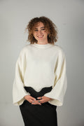 Cream oversized batwing-sleeve jumper