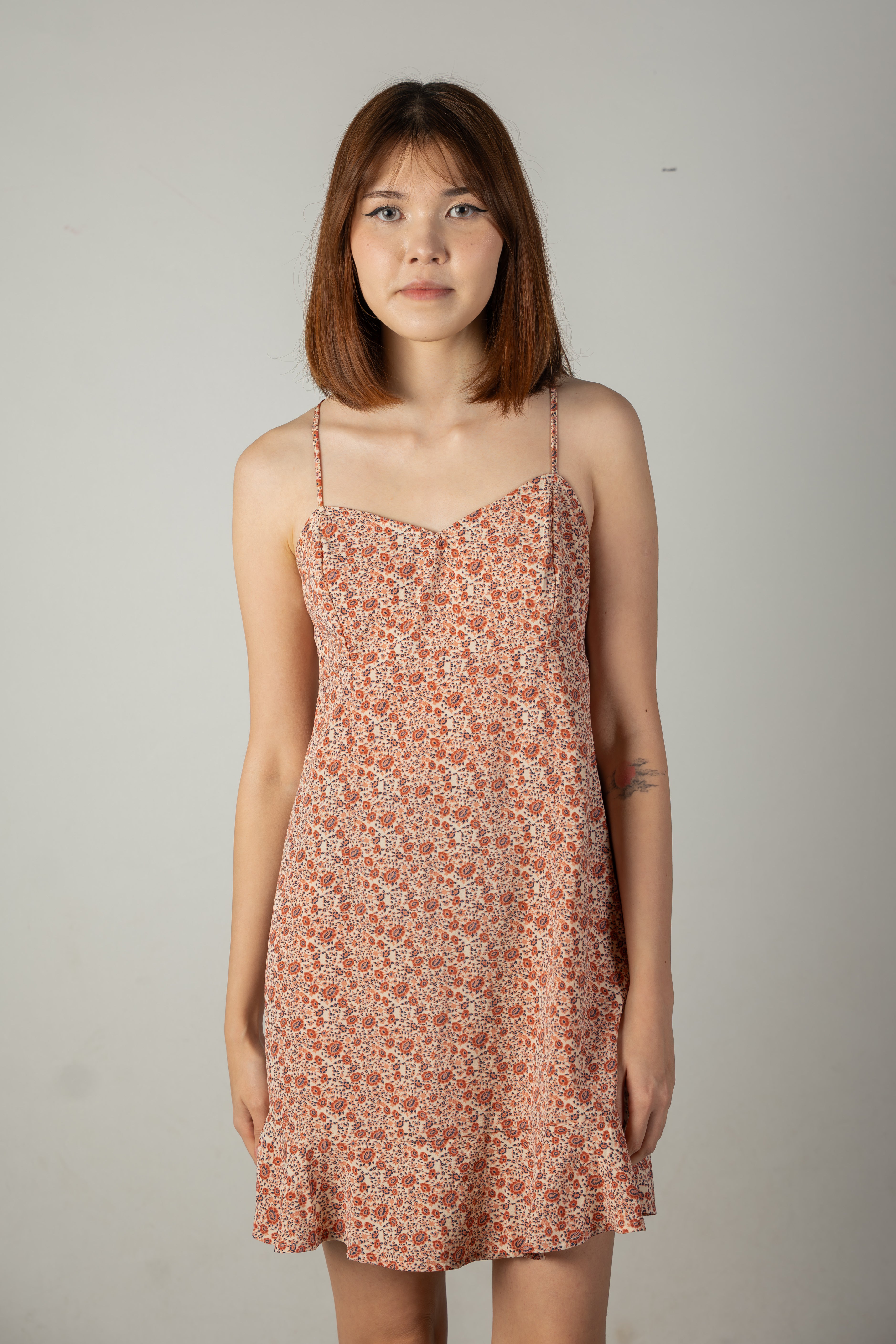 Brown floral ditsy cami dress