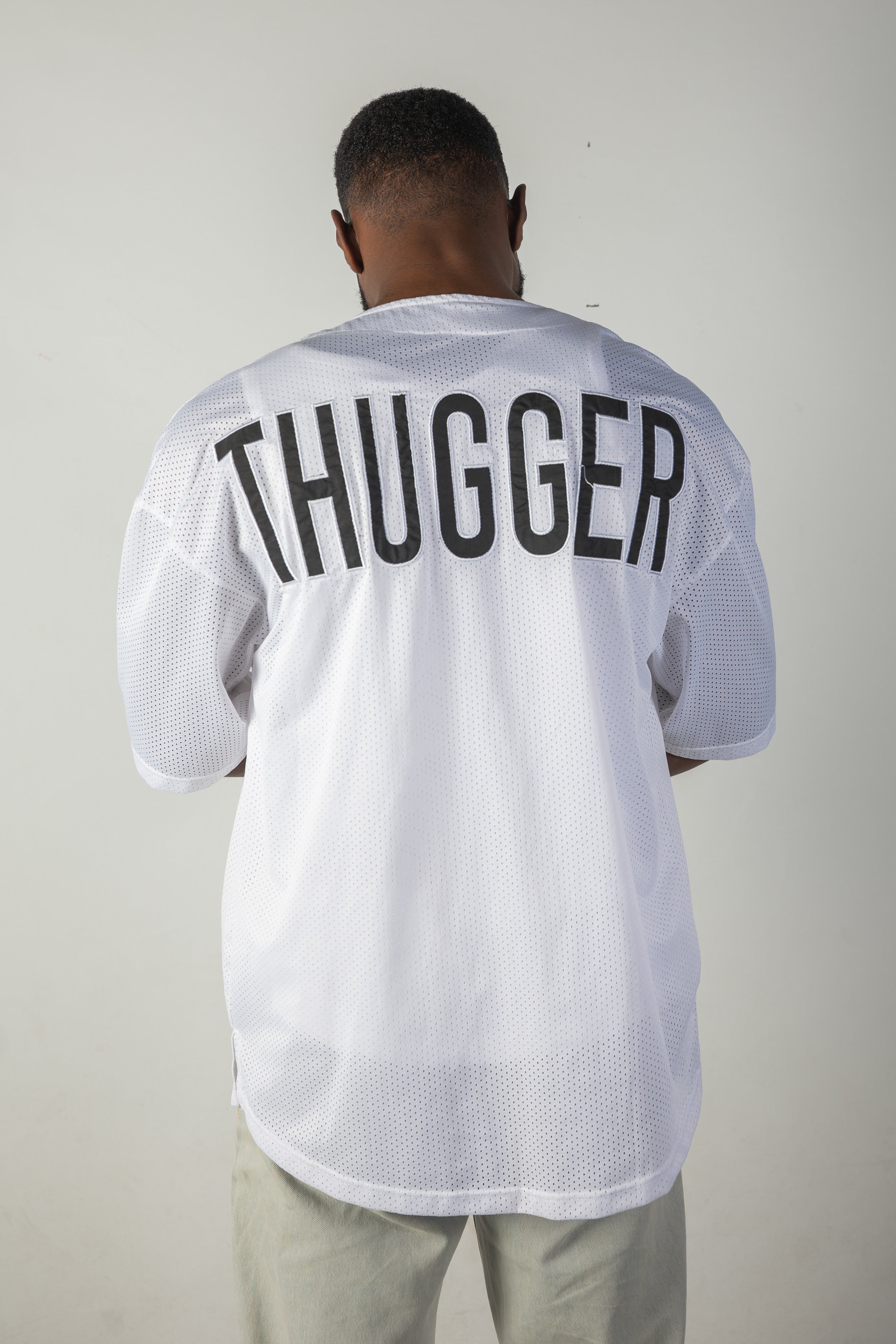 White mesh baseball shirt