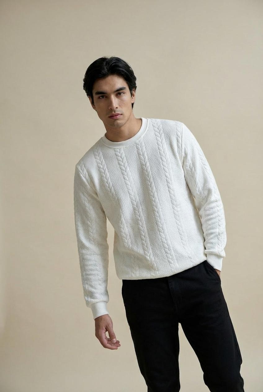 White Embroidered Sweater