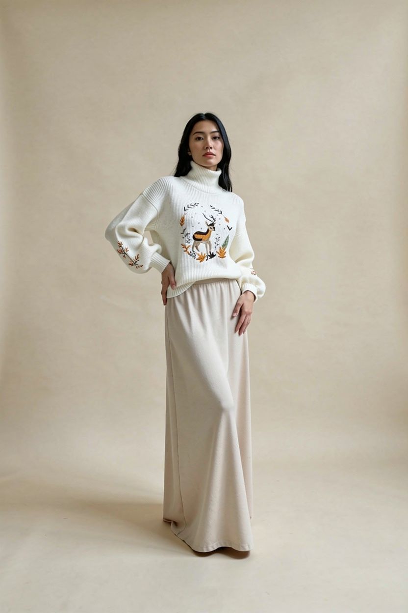 Embroidered Reindeer Cardigan