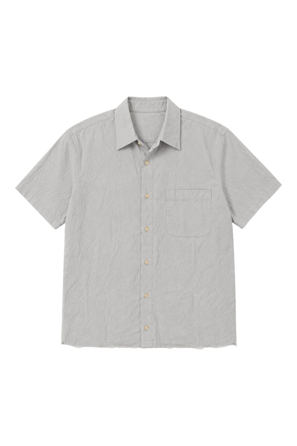 Men’s Off-White Crinkle Texture Short Sleeve Button-Down Shirt