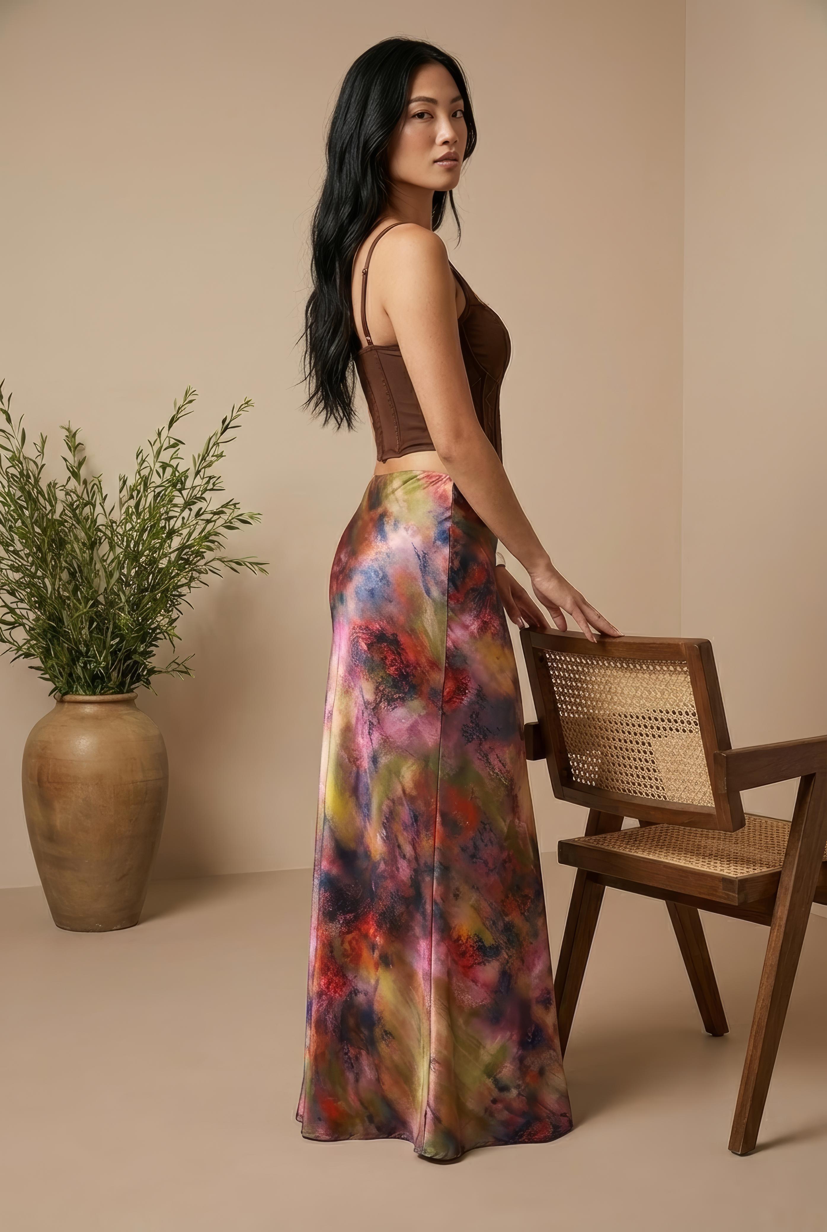 Multi Colour Plain Dot Maxi Dress